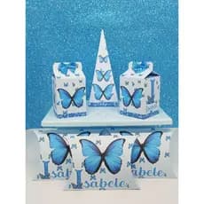 kit 10 MINI CAIXINHAS PERSONALIZADAS borboletas azul