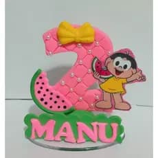 vela MaGALI CANDY rosa em biscuit topo de bolo