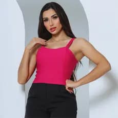 Cropped Feminino Blusa Top Detalhe Alcinha Trançada com bojo e zíper Moda Verão Estilo Blogueira