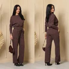 Conjunto Feminino Malha Rib Canelada Blusa manga longa e Calça Inverno Quentinho