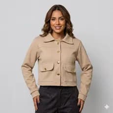 Jaqueta Casaco Feminina Lã Batida Com Bolso Botões Elegante Estiloso Quentinho Frontais Moda Inverno