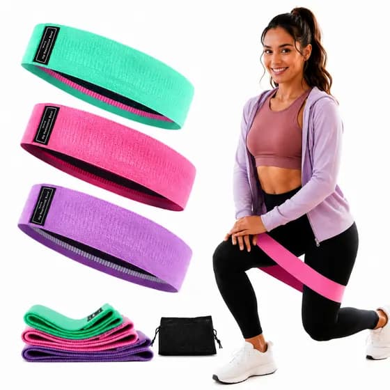 Kit 3 Faixas Elásticas Hip Band Mini Band Tecido Treino Academia Fitness Resistência Pernas Glúteos