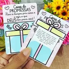 Kit 30/50/100 Cartões Caixa de Promessa + Mensagem - Puxe a tampa e leia o Versículo
