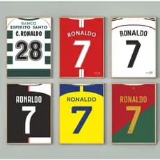Kit 6 Placas Decorativas Quadro MDF Futebol Carreira Cristiano Ronaldo