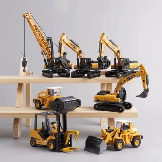 kit 7 escavadeiras miniatura escala 1:70
