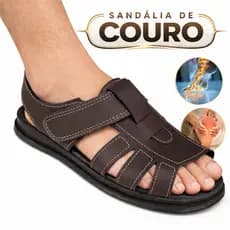 Sandalia ortopedica Masculina de Couro Fechada de Alto Nivel Previna Dores NOS PÉS Sola FRANCISCANA