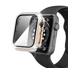 Capa Com Diamante De Completo Vidro Temperado Para Apple Watch Series 38mm 40mm 41mm 42mm 44mm 45mm