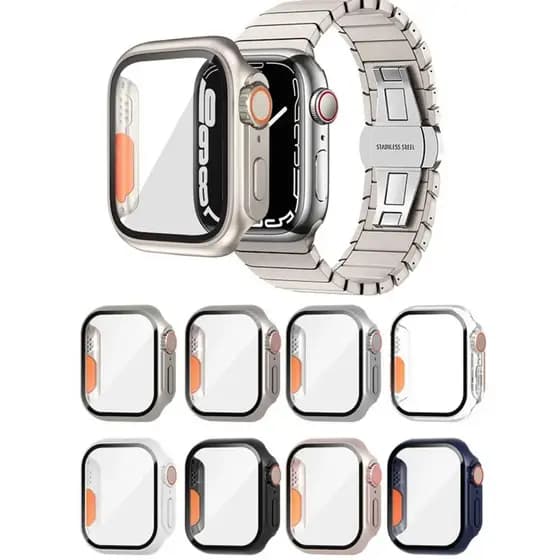 Mude Para Ultra Capinha Case+Vidro Temperado Para Apple Watch 40mm 42mm 38mm 41mm 44mm 45mm iWatch Tela Portetor Capa