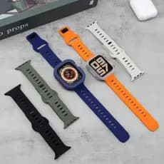 Silicone Esportiva Pulseira+Bumper Capinha Case Kit Para Apple Watch 40mm 44mm 45mm 41mm 49mm Ultra iWatch Alça+Capa