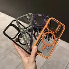 Luxo Magnética Celular Case Para iPhone 16 16pro 16plus 16promax Magsafe Capa+Câmera Lente+Câmera Dobrável Suporte