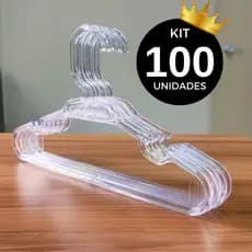 Kit Cabides Infantil de Acrílico Transparente com 100 Unidades Cabide Infantil Bebê Plástico 5,5mm