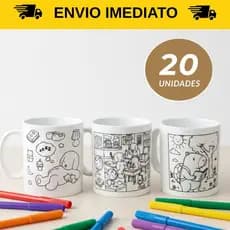 Kit 20 Caneca para Colorir Infantil Reutilizável Lavagem Fácil Para Escola Urso Cachorro animais