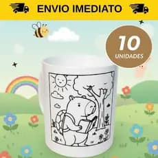 Kit 10 caneca plastica para colorir pintar desenho capivara caneca infantil escolar merenda caneca interativa
