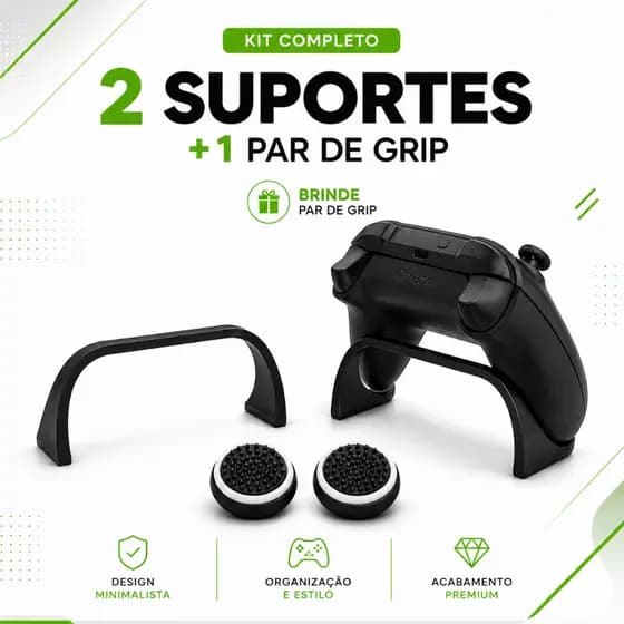2 Suporte Para Controle Xbox One Fat Series S X + Par Grip Analogico