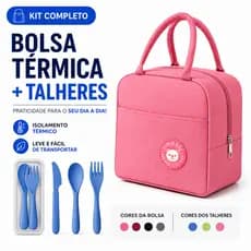 Kit Bolsa Térmica  Para Marmita Lancheira Viagem + Porta Talher