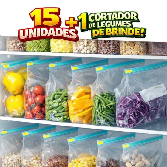 15 Sacos Hermético Para Congelar Armazenar Alimentos Freezer Reutilizavel Com Ziper