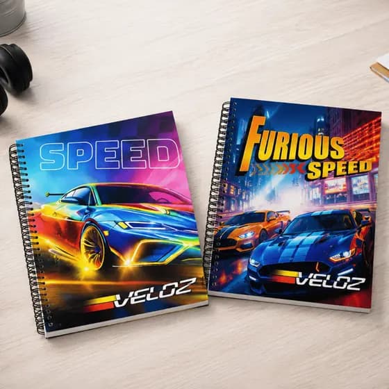 2 Caderno Escolar Masculino 1 Matéria 96 Folhas Espiral Com Adesivo