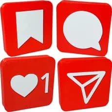 Kit 4 Ícones 3D Instagram Para Decoração de Bancada