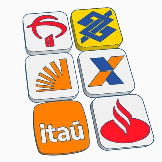 Kit 6 Logos 3D Bancos Para Decoração de Bancada