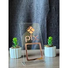 Placa PIX - Google - Instagram - Whatsapp Acrílica QR Code Display de Mesa