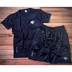 Conjunto Fitness Básico Todo Preto Masculino - Camiseta e Bermuda + Diversas Cores !