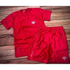 Kit Vermelho Camiseta e Bermuda Básica Ideal Para Treinar - Pronta Entrega !