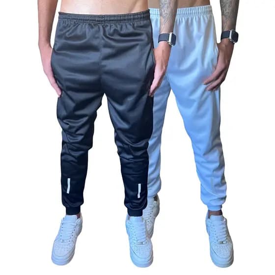 Kit 02 Calças Básicas Masculinas - Lisas - Preta e Branca - Ideal Para Todas as Ocasiões