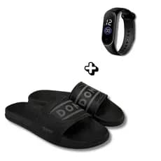 Chinelo Slide Unissex Macio Barato Estilo e Conforto Garantido + Relógio Digital