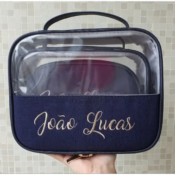 Kit nécessaires personalizado 3 peças linho classic