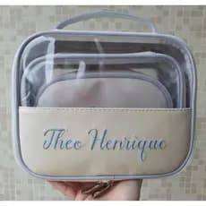Kit nécessaires personalizado 3 peças sintético perolizado
