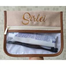 Necessaire Porta escova de dentes e creme dental personalizado linho