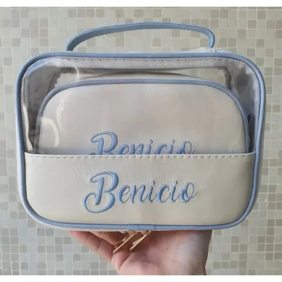 Kit nécessaires personalizado 2 peças sintético perolizado