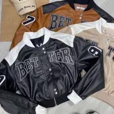 Jaqueta De Couro Modelo Blogueira Better Moda Gringa Com Ziper e Botão Inverno Frio Bomber
