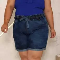 Bermuda Jeans Plus Size Cintura Alta Com Regulador Moda Blogueira Shorts