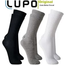 Kit 3 Pares Meia Esportivas Lupo Cano Alto algodão Original