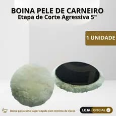 Boina Polimento Corte Rápido 5” 100% Pele De Carneiro Com Velcro