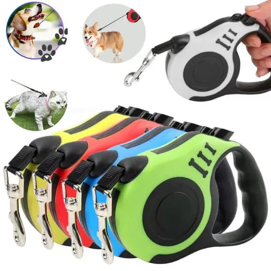 Coleira Guia Retratil Guia Premium Para Pet Cachorro Cão e Gato 5  E 3 METROS  ATÉ  15 e 20KG Botão Controle Regulagem
