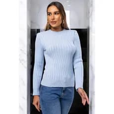 Blusa Cacharrel Feminina Tricot Modal Canelada Manga Longa Moda Inverno