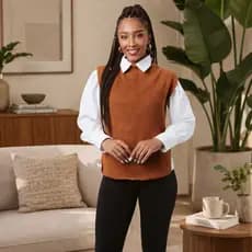 Max Colete Feminino Tricot Fendas Laterais Moda Inverno Elegante Tendência