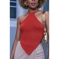 Top Cropped Lenço Feminino Tricot Modal Casual
