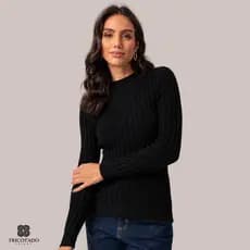 Blusa Cacharrel Canelada Feminina Tricot Modal Manga Longa Inverno Premium