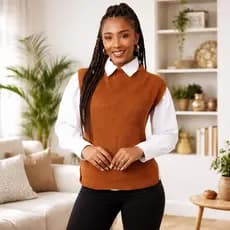 Colete Max Tricot Feminino Fendas Laterais Alongado Conforto Moda Outono Inverno