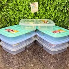 Porta Frios Multiuso Duplo 2 Divisórias 1250ml Organizador de Geladeira Tampa Colorida - BPA FREE