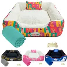 Caminha Pet 60x60 4Pçs Lavável Caminha Cachorro Gato Impermeável Com Zíper - Casa Santos Decor