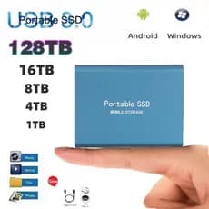 HDD Externos SSD 128TB/60TB/30TB USB3.0 Disco Rígido Externo 16TB/8TB/4TB Unidade Portátil De Estado Sólido 2TB Disko De