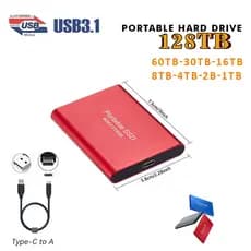 Disco Rígido Externo HD 128TB 60TB 30TB 16TB Portátil SSD 8TB 4TB USB 3.0 Tipo-C Interface De Alta Qualidade