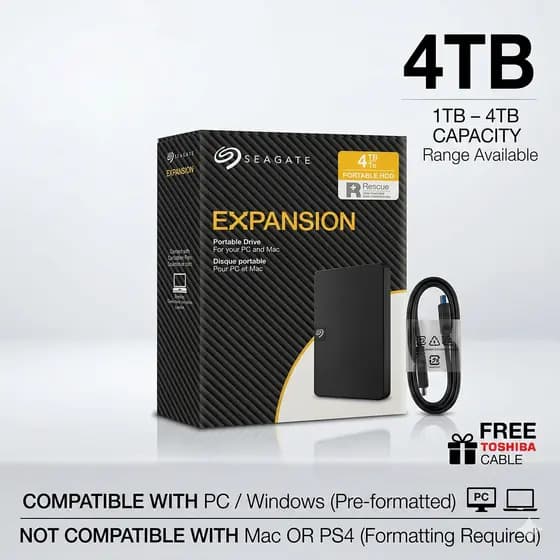 Seagate   Disco Rígido Portátil 1TB/2TB/4TB Disco Rígido Externo USB 3.0