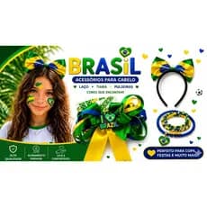 Acessórios Cabelo Brasil Copa 🇧🇷 Laço Grande e  Tiara