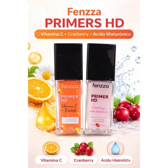 Primer Facial Fenzza Primer HD – Vitamina C, Cranberry e Ácido Hialurônico