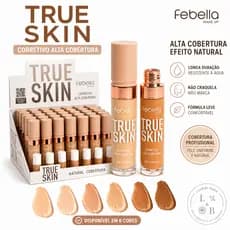 Corretivo Febella True Skin Alta Cobertura Efeito Natural Longa Duração 6 Cores
